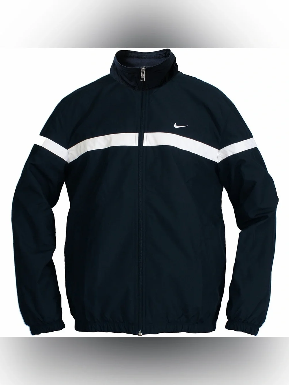 Nike Men's Classic Sptcasl Navy White Zip-Up Long Sleeve Woven Jacket XL